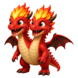 PairFire mascot: a two-headed red dragon crowned with fire